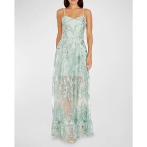 Dress The Population Anabel Floral Sequin Sweetheart Gown Blue size XS